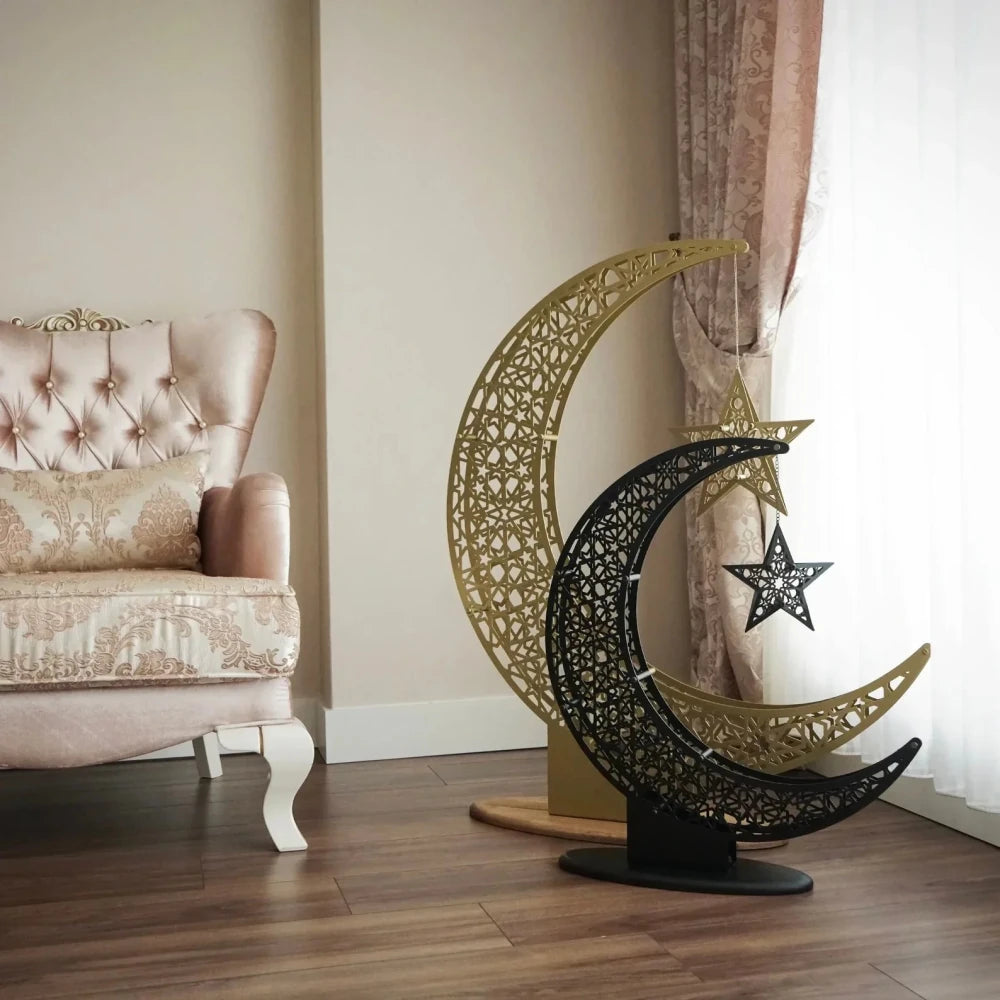 Crescent & Star Metal Islamic Home Decoration - myhomestore.com.pk