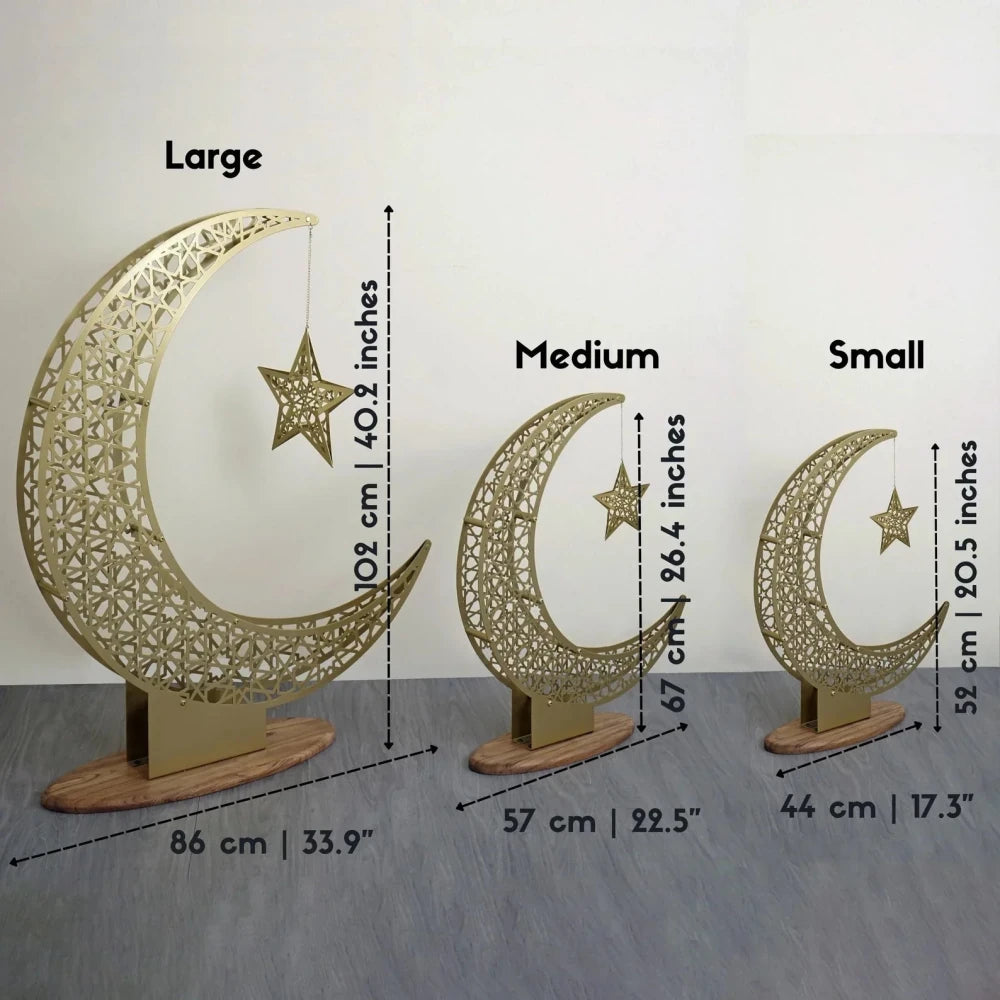 Crescent & Star Metal Islamic Home Decoration - myhomestore.com.pk