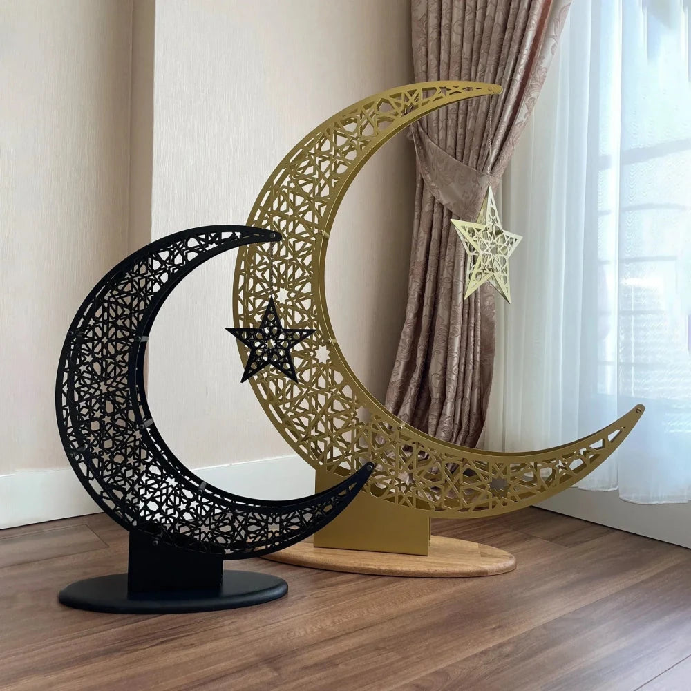 Crescent & Star Metal Islamic Home Decoration - myhomestore.com.pk