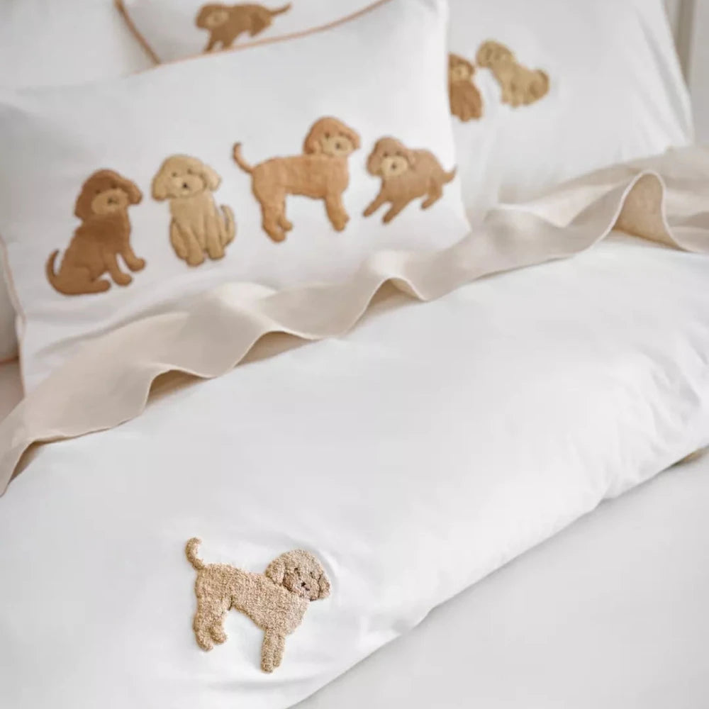Cute Cavoodle Embroidery Duvet Set - myhomestore.com.pk