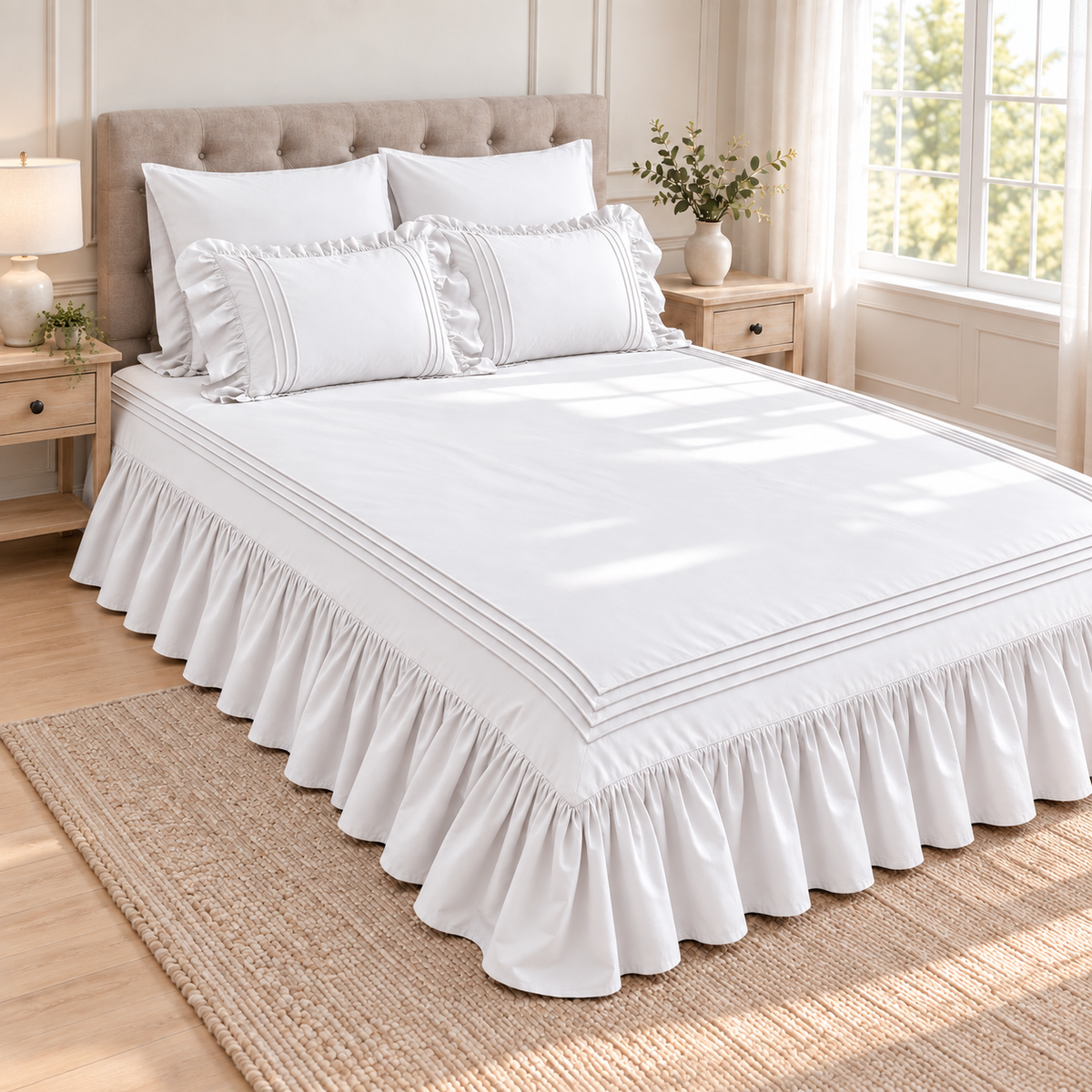 Elegant Triple Border Ruffled Duvet Set