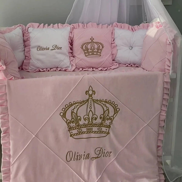 Baby Cot Set ( Pink Princess Crown )