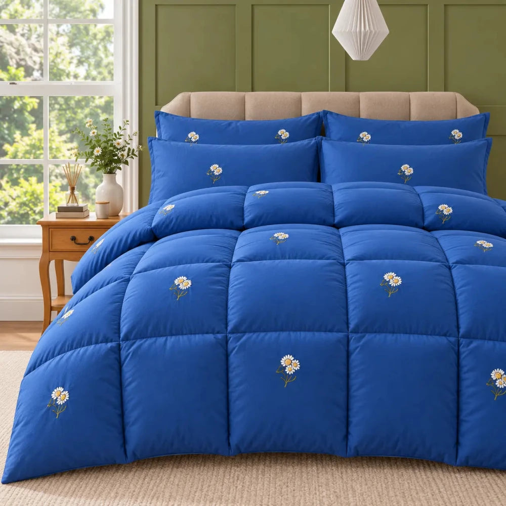 Daisy Floral Embroidered Comforter - King - myhomestore.com.pk