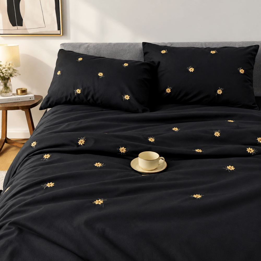 Daisy Flower Embroidered Elegance - myhomestore.com.pk