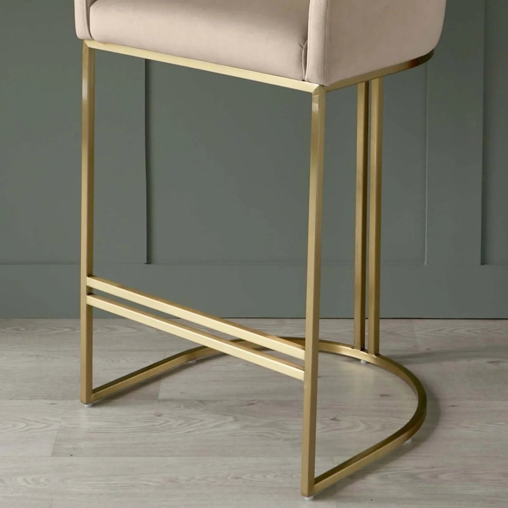Dakota Champagne Velvet & Metal Barstool - myhomestore.com.pk