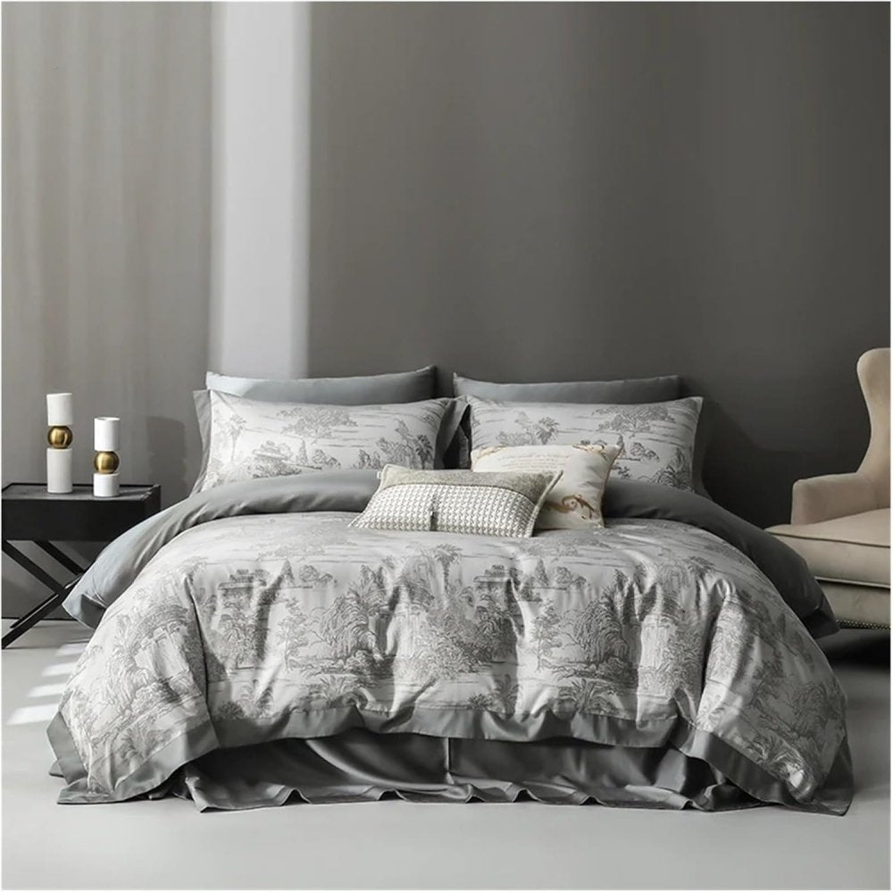 Deluxe Grey Printed Duvet Set – Luxury Bedding - myhomestore.com.pk