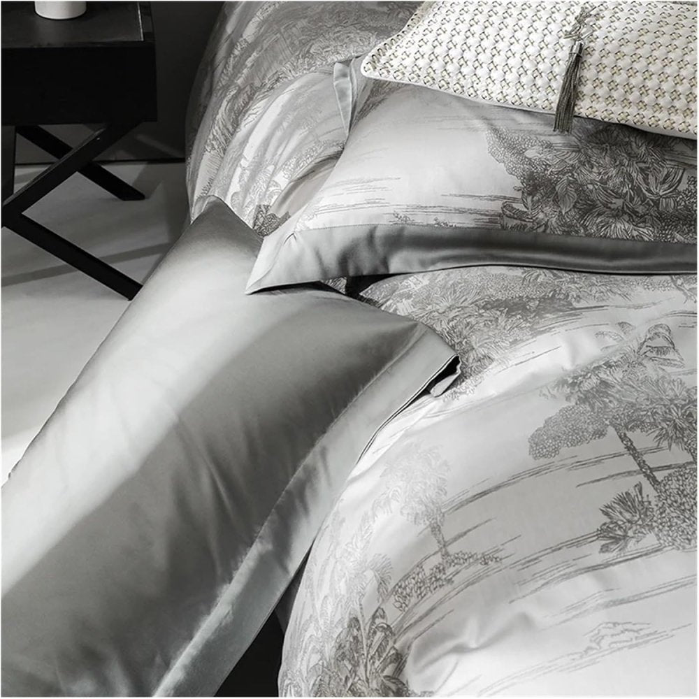 Deluxe Grey Printed Duvet Set – Luxury Bedding - myhomestore.com.pk