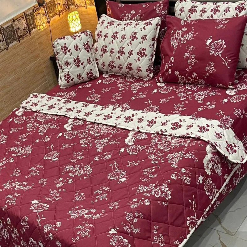 Designer Style Printed Bedspread Set – 7 Pcs - myhomestore.com.pk