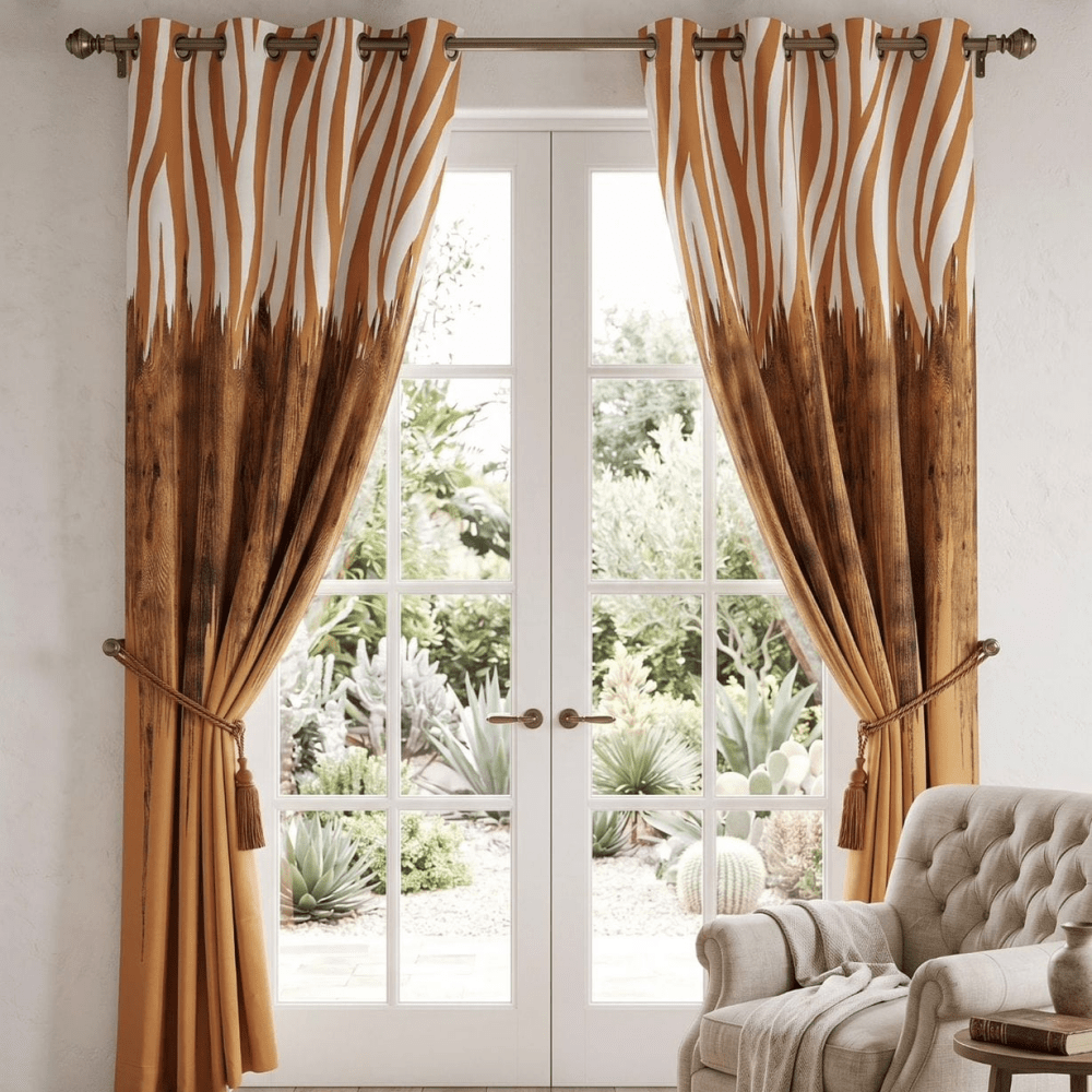Digital Printed Jacquard Executive Blackout Curtains – Luxury Eyelet Curtain Pair - myhomestore.com.pk