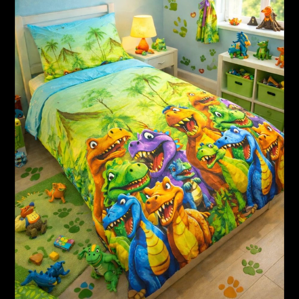 Dinosaur Adventure Kids Bed Sheet - myhomestore.com.pk