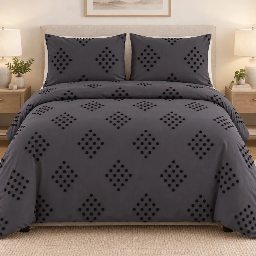 Dots Tufted Cotton Duvet Cover Set - myhomestore.com.pk