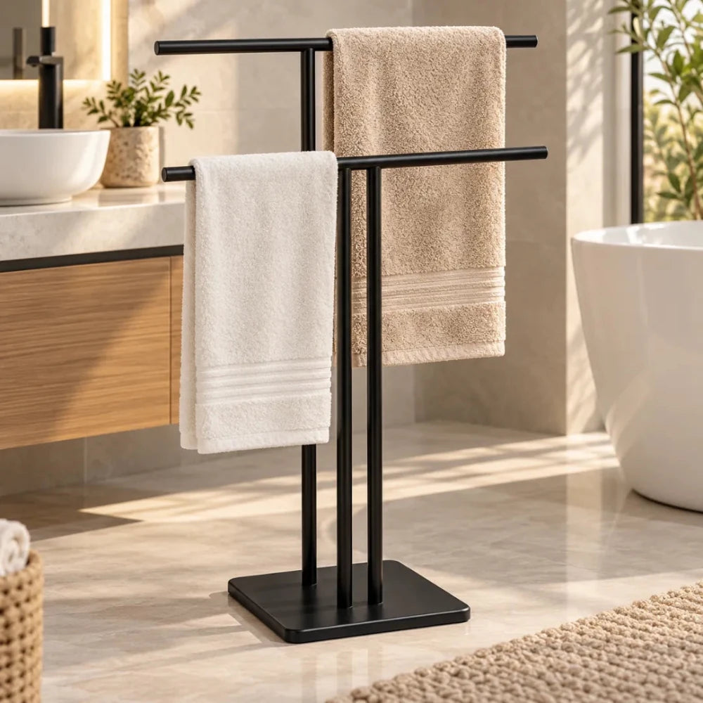 Double Freestanding Towel Stand - myhomestore.com.pk