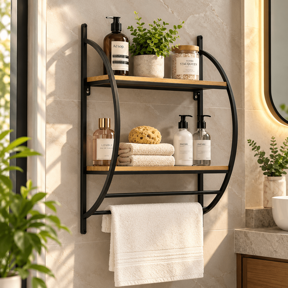 Double shelf towel rack D Shape - myhomestore.com.pk