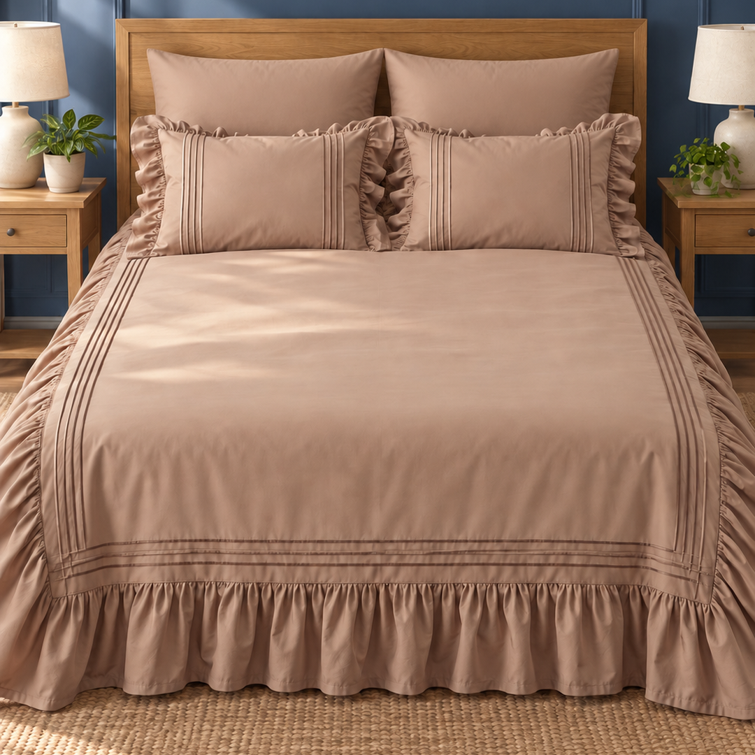 Elegant Triple Border Ruffled Duvet Set
