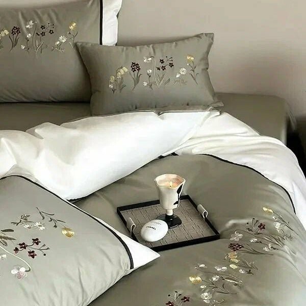 Early Summer Ambiance Embroidery Duvet Set – Soft Duvet Cover - myhomestore.com.pk