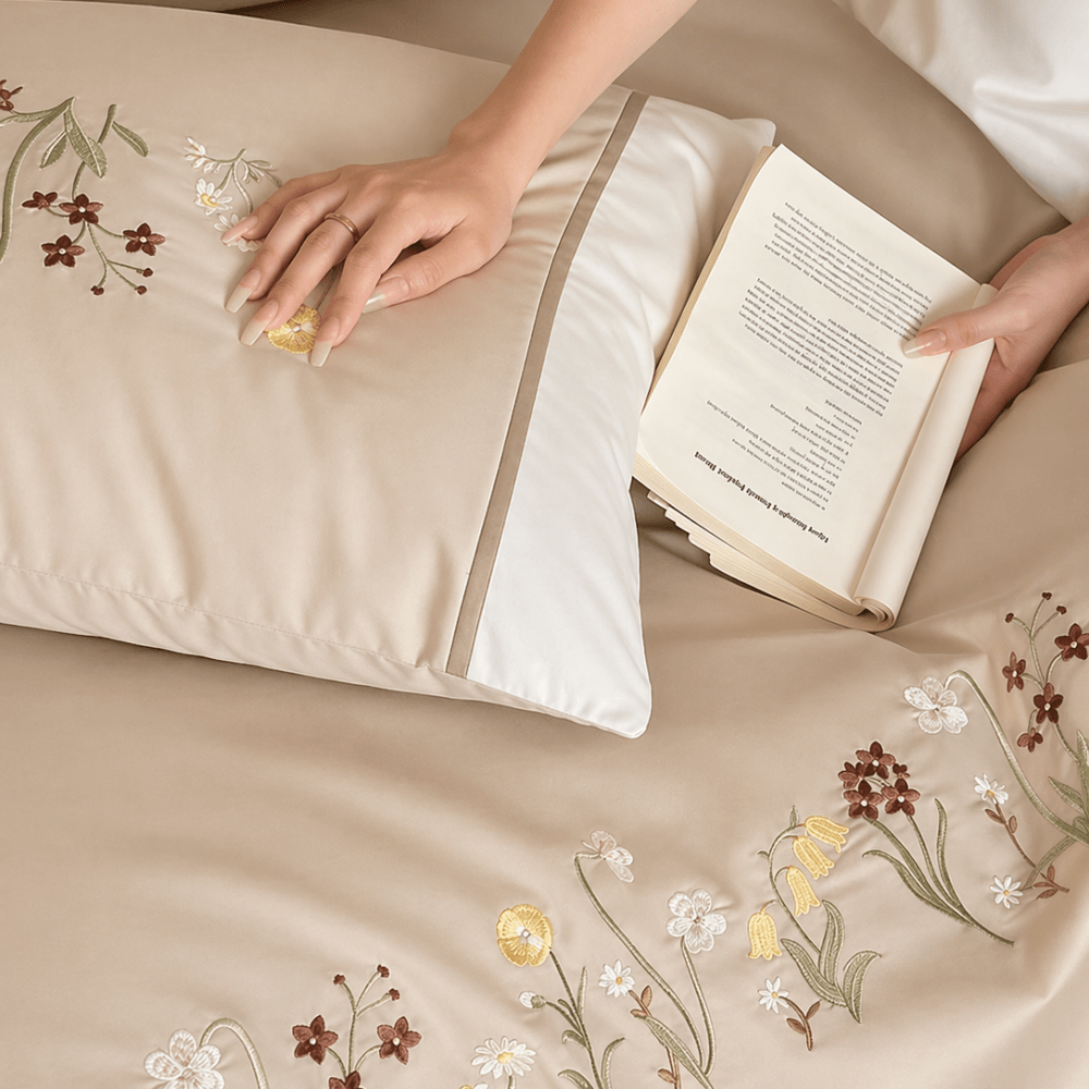 Early Summer Ambiance Embroidery Duvet Set – Soft Duvet Cover - myhomestore.com.pk
