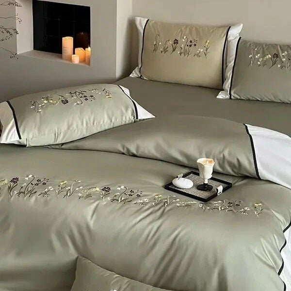 Early Summer Ambiance Embroidery Duvet Set – Soft Duvet Cover - myhomestore.com.pk