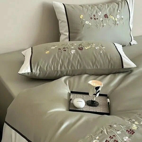 Early Summer Ambiance Embroidery Duvet Set – Soft Duvet Cover - myhomestore.com.pk