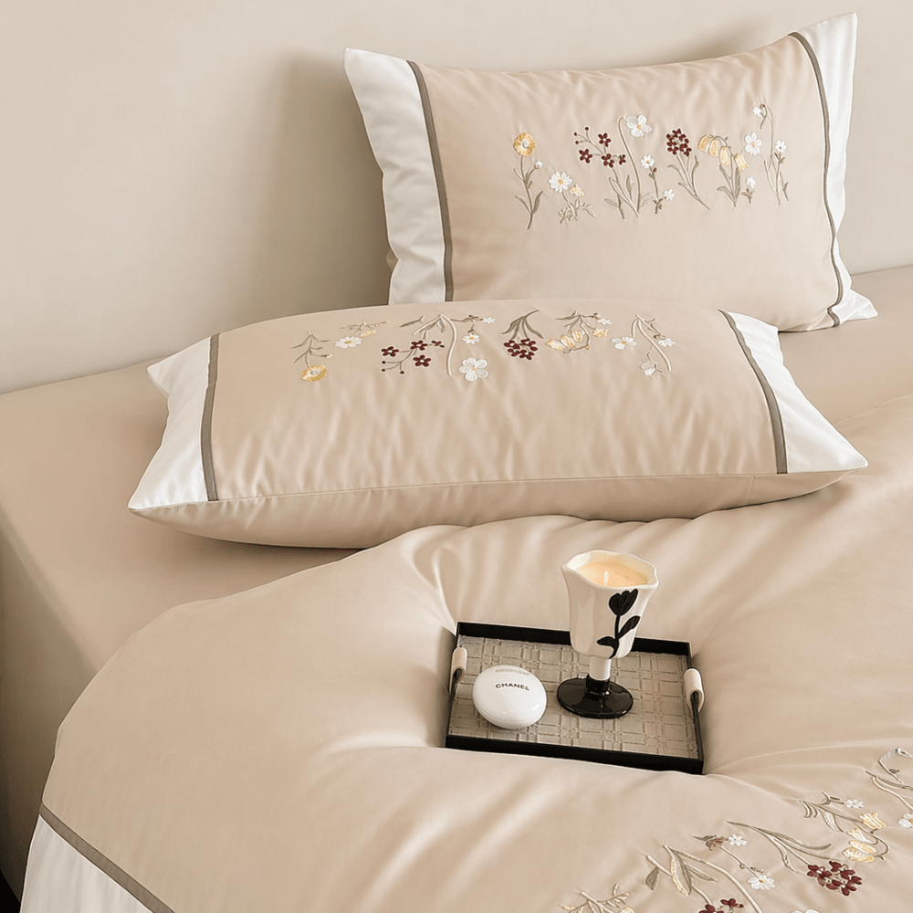 Early Summer Ambiance Embroidery Duvet Set – Soft Duvet Cover - myhomestore.com.pk