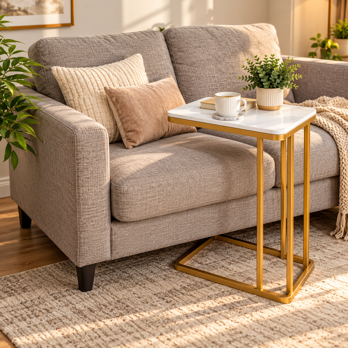 C Shape Golden End Table