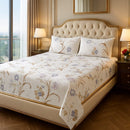Elegant Beige Floral Bed Set (3pcs) - myhomestore.com.pk