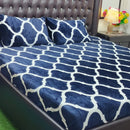 Elegant Blue & White Patterned Fleece Bed Set - myhomestore.com.pk