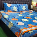 Elegant Blue & White Patterned Fleece Bed Set - myhomestore.com.pk