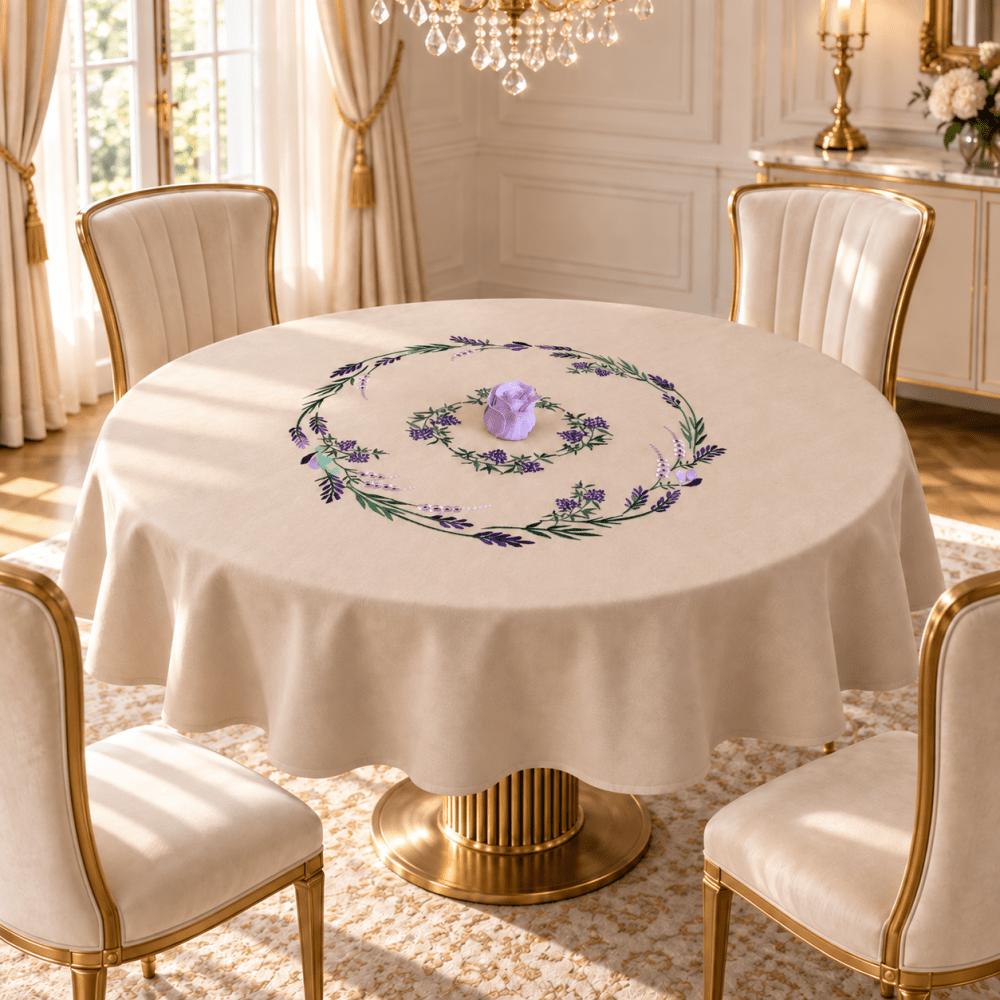 Elegant Floral Embroidered Table Cover - myhomestore.com.pk