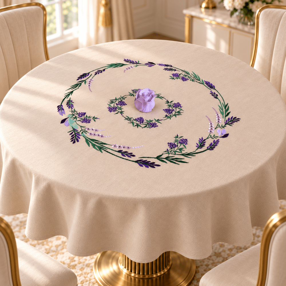 Elegant Floral Embroidered Table Cover - myhomestore.com.pk
