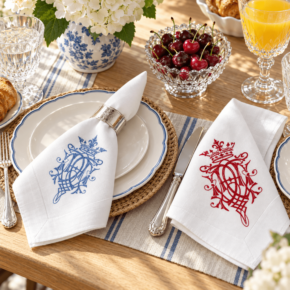 Elegant Monogram Dining Napkin Set - myhomestore.com.pk