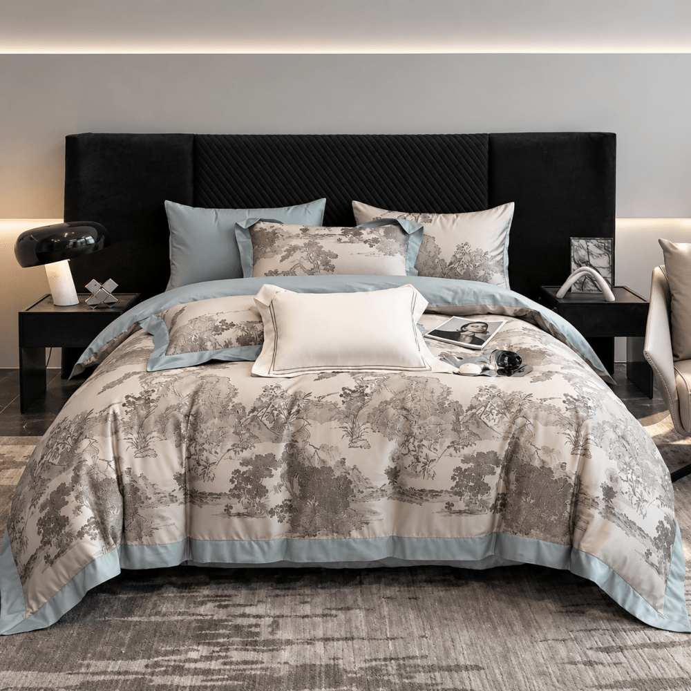 Elegant Pastoral Toile Printed Duvet Set- Western Style Printed Bedding - myhomestore.com.pk