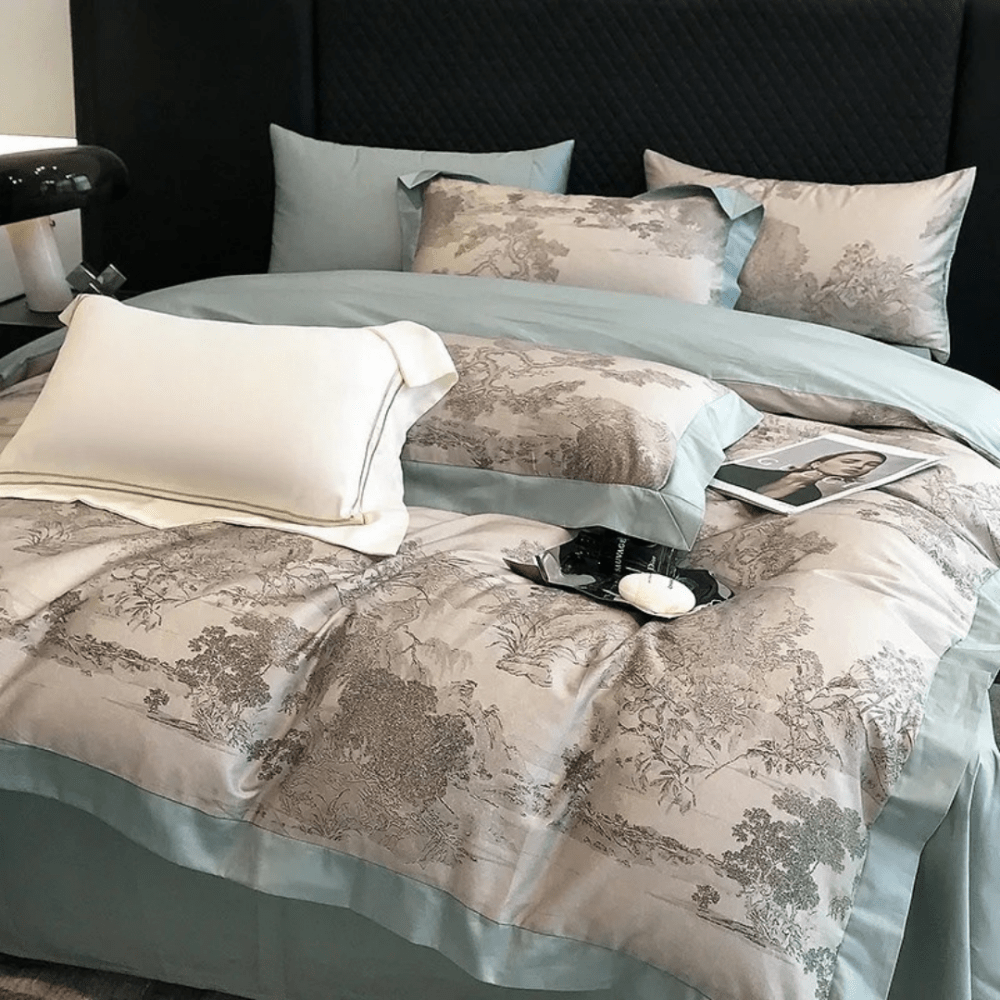 Elegant Pastoral Toile Printed Duvet Set - Western Style Printed Bedding - myhomestore.com.pk