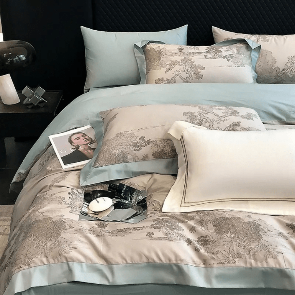 Elegant Pastoral Toile Printed Duvet Set - Western Style Printed Bedding - myhomestore.com.pk