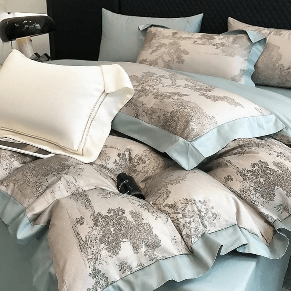 Elegant Pastoral Toile Printed Duvet Set - Western Style Printed Bedding - myhomestore.com.pk