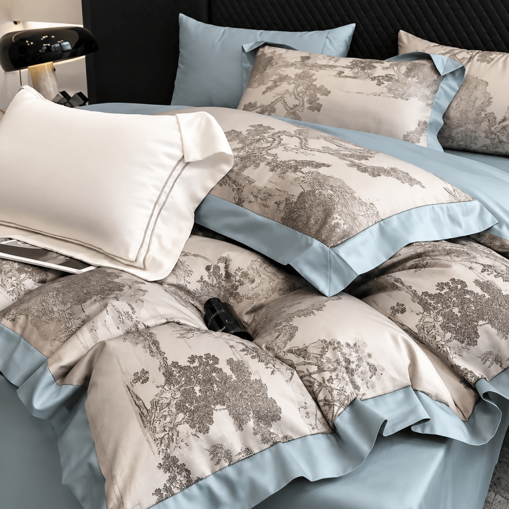 Elegant Pastoral Toile Printed Duvet Set- Western Style Printed Bedding - myhomestore.com.pk