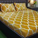 Elegant Yellow - Gold & White Geometric Fleece Bed Set - myhomestore.com.pk