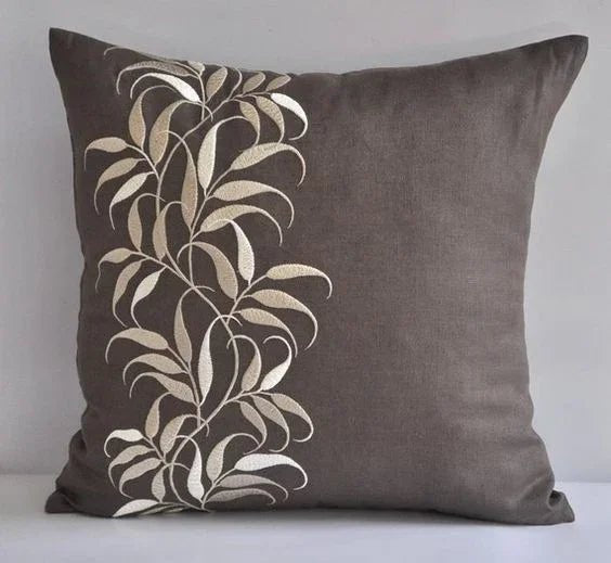 Embroidered Cushion Cover (Grey) - myhomestore.com.pk