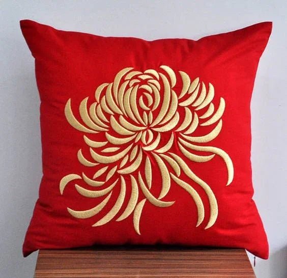 Embroidered Cushion Cover (Red) - myhomestore.com.pk