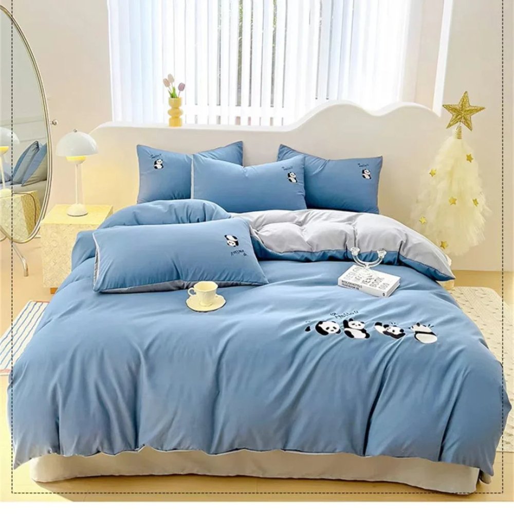 Embroidery Duvet Set( hello panda) - myhomestore.com.pk