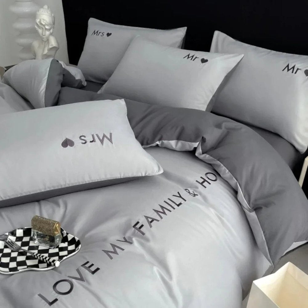 Embroidery Duvet Set (Love My Family & Home) - myhomestore.com.pk