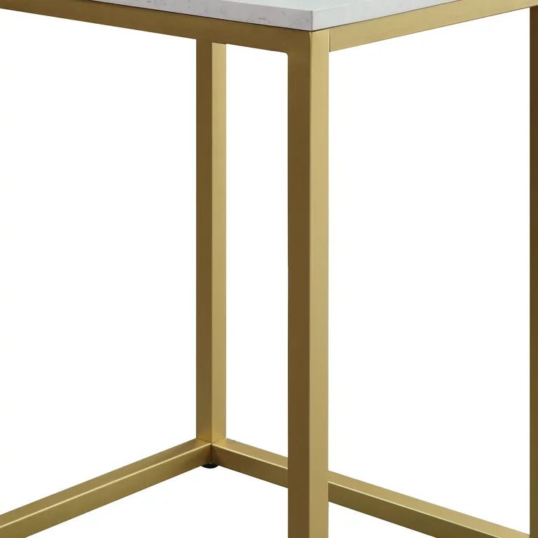End Table, White Top with Gold Frame - myhomestore.com.pk