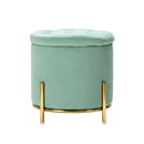 Velvet Round Storage Ottoman with Removable Lid, Gold Metal Legs - myhomestore.com.pk