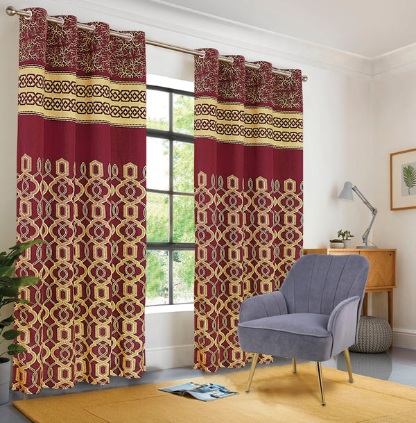 Meroon printed curtains