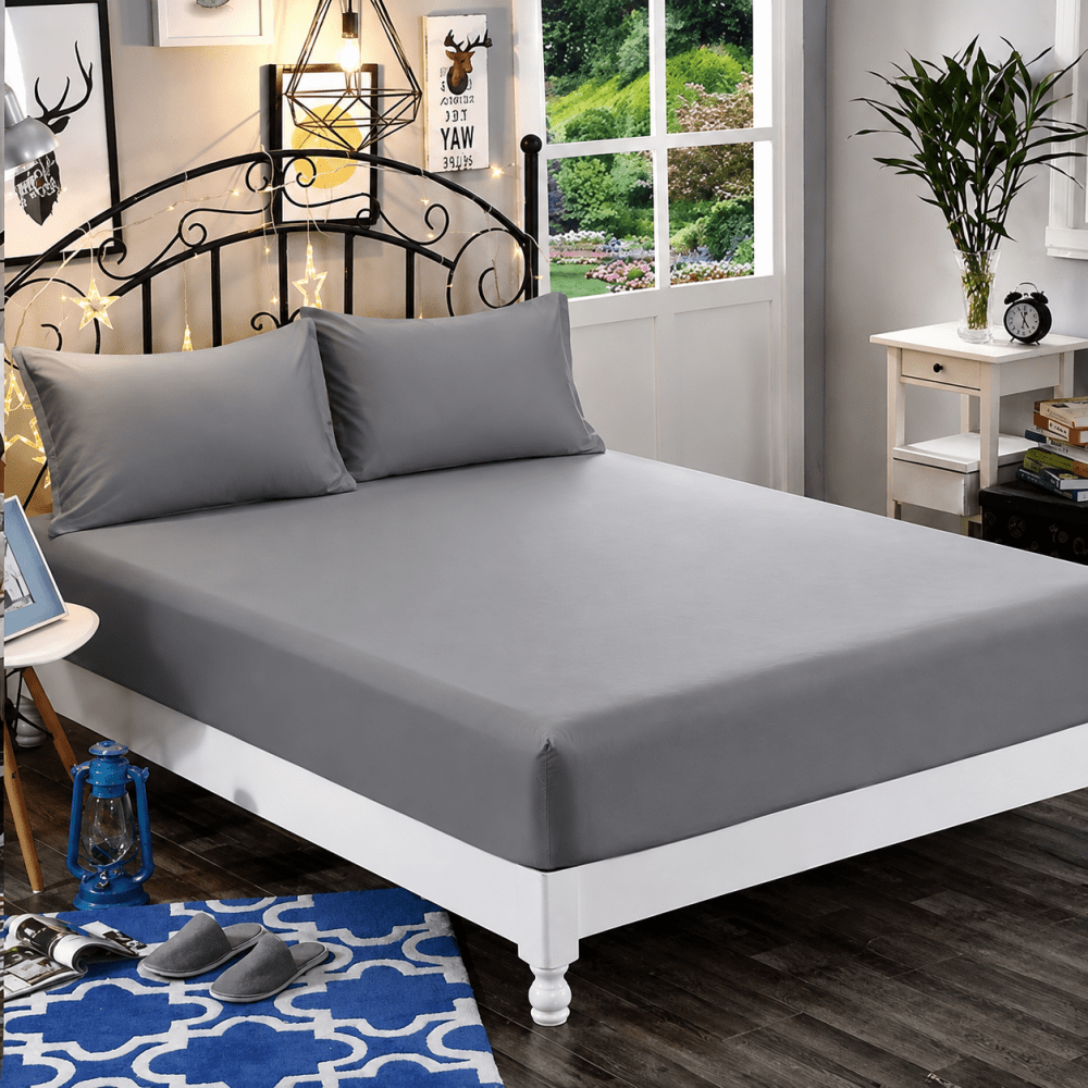 Fitted sheet (Grey) - myhomestore.com.pk