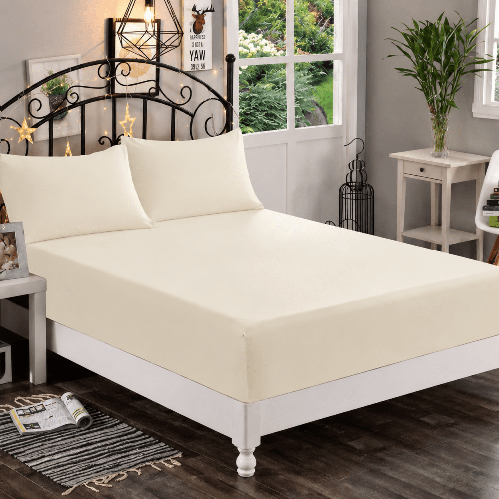 Fitted sheet (Off-White) - myhomestore.com.pk