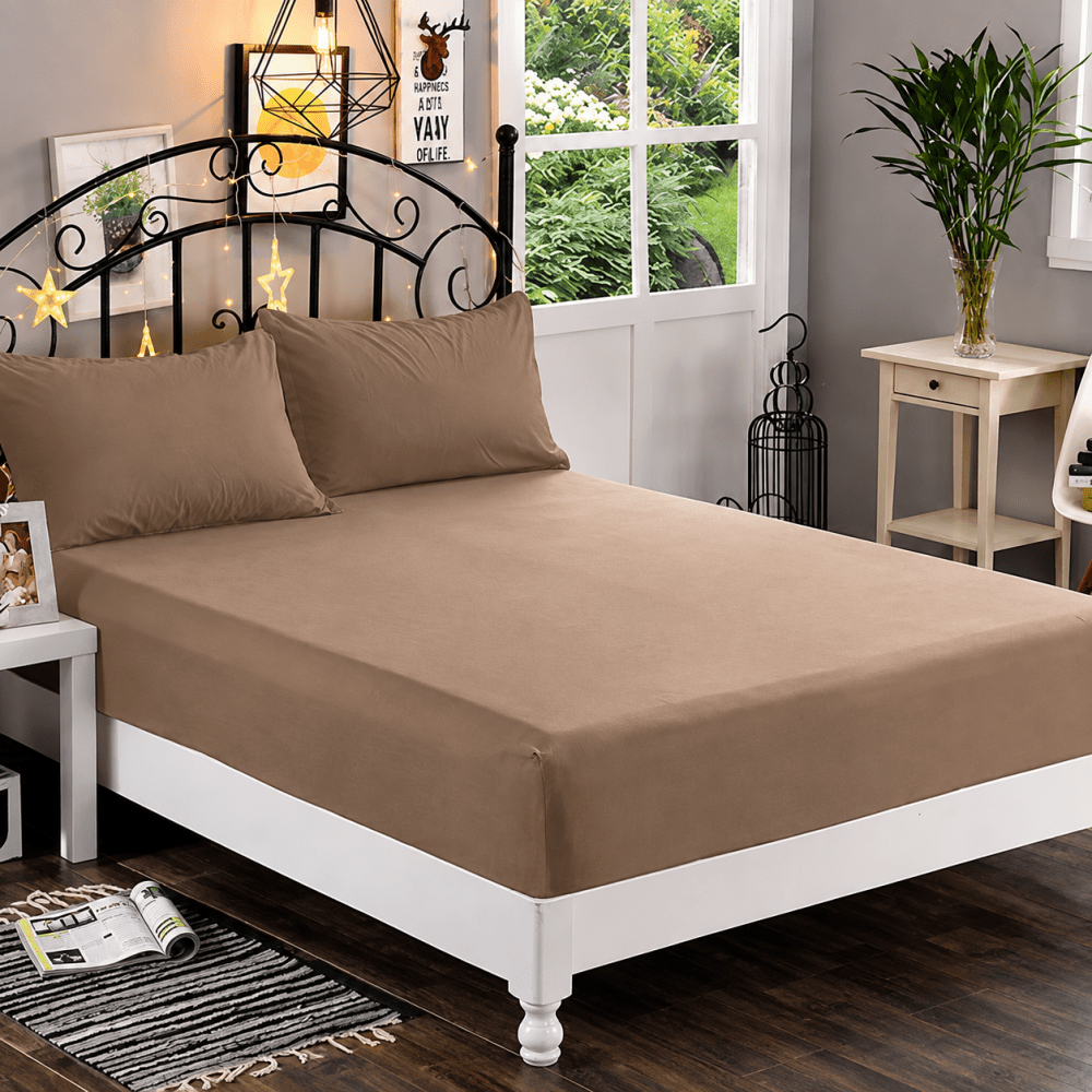 Fitted sheet(Beige) - myhomestore.com.pk