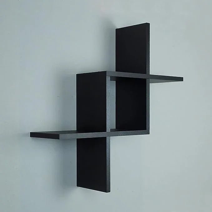 Floating Shelves Black Wall Mounted Cross Design - myhomestore.com.pk