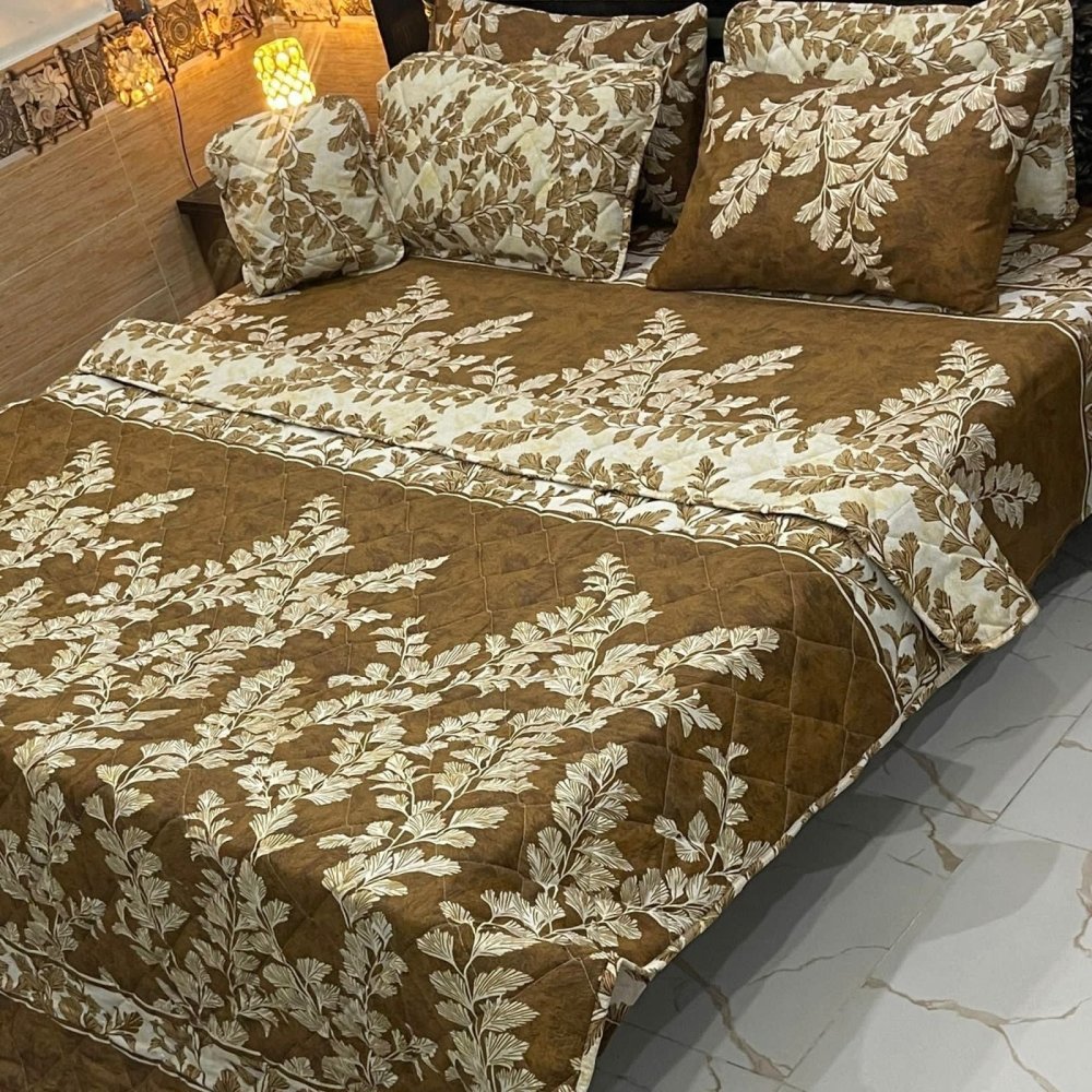 Floral Comfort Printed Bedspread Set – 7 Pcs - myhomestore.com.pk