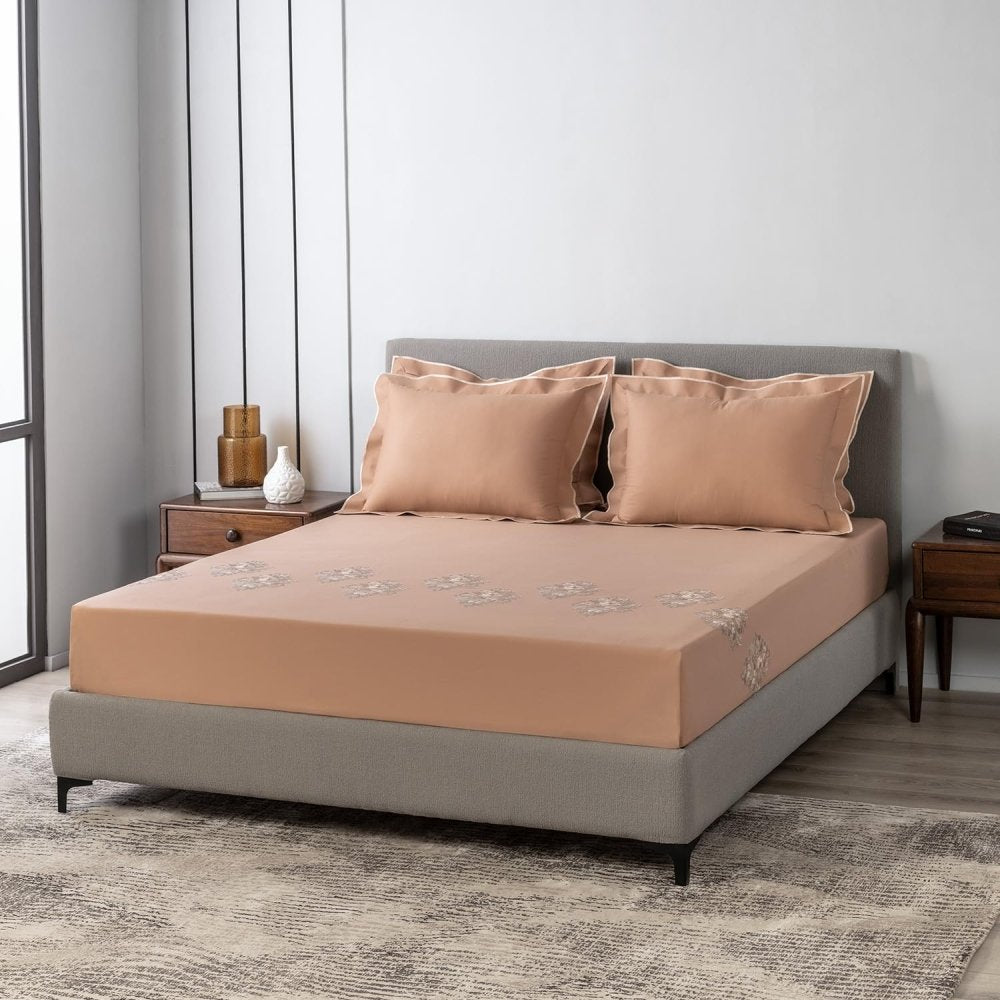 Floral Motive Embroidery Bedding Set - myhomestore.com.pk