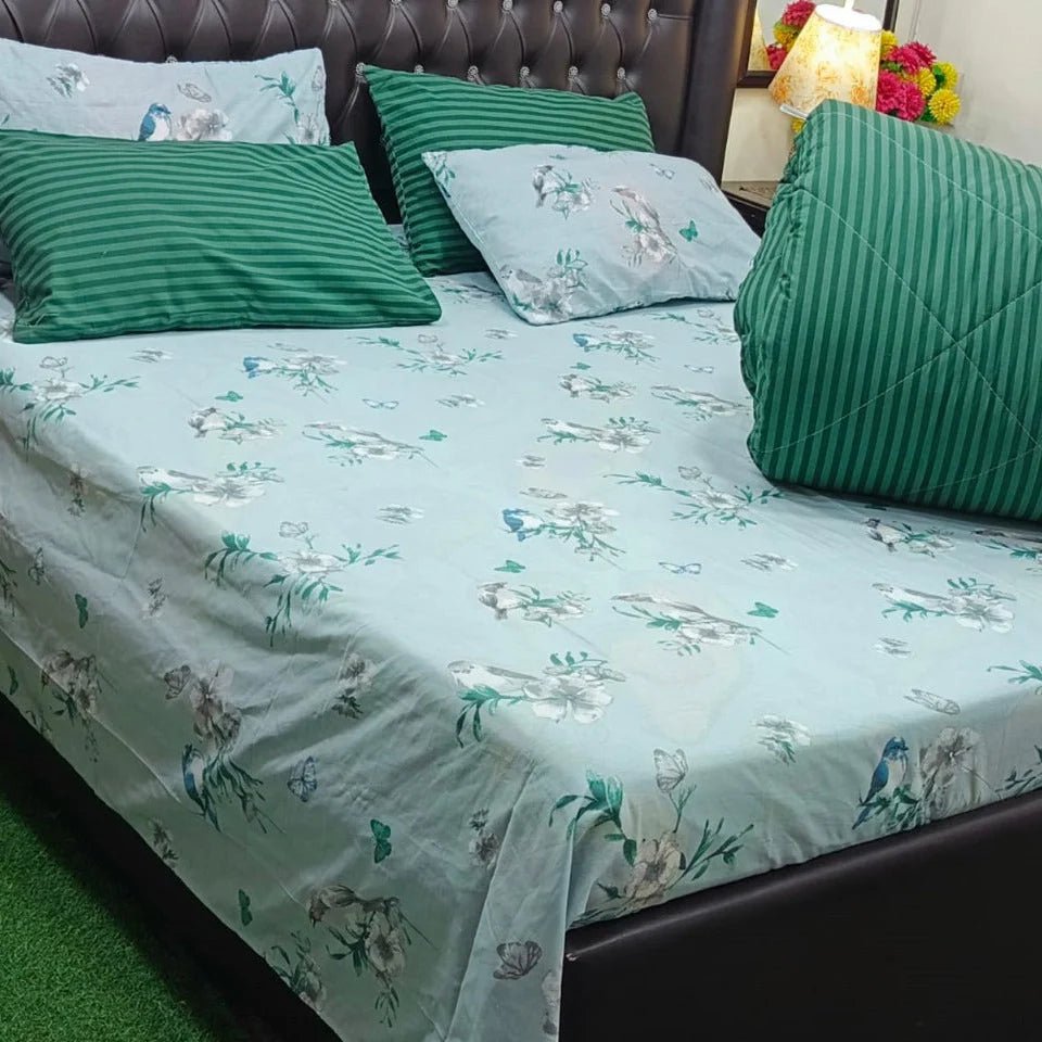 Floral Pattern With Birds and Butterflies Comforter Set - myhomestore.com.pk